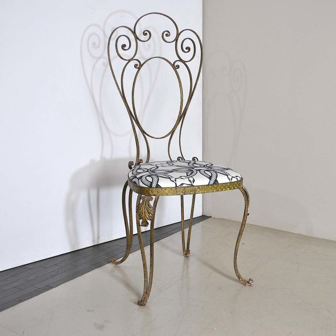 Pier Luigi Colli Italian Mid Century Hammered Brass Chair, 60s photo furniture