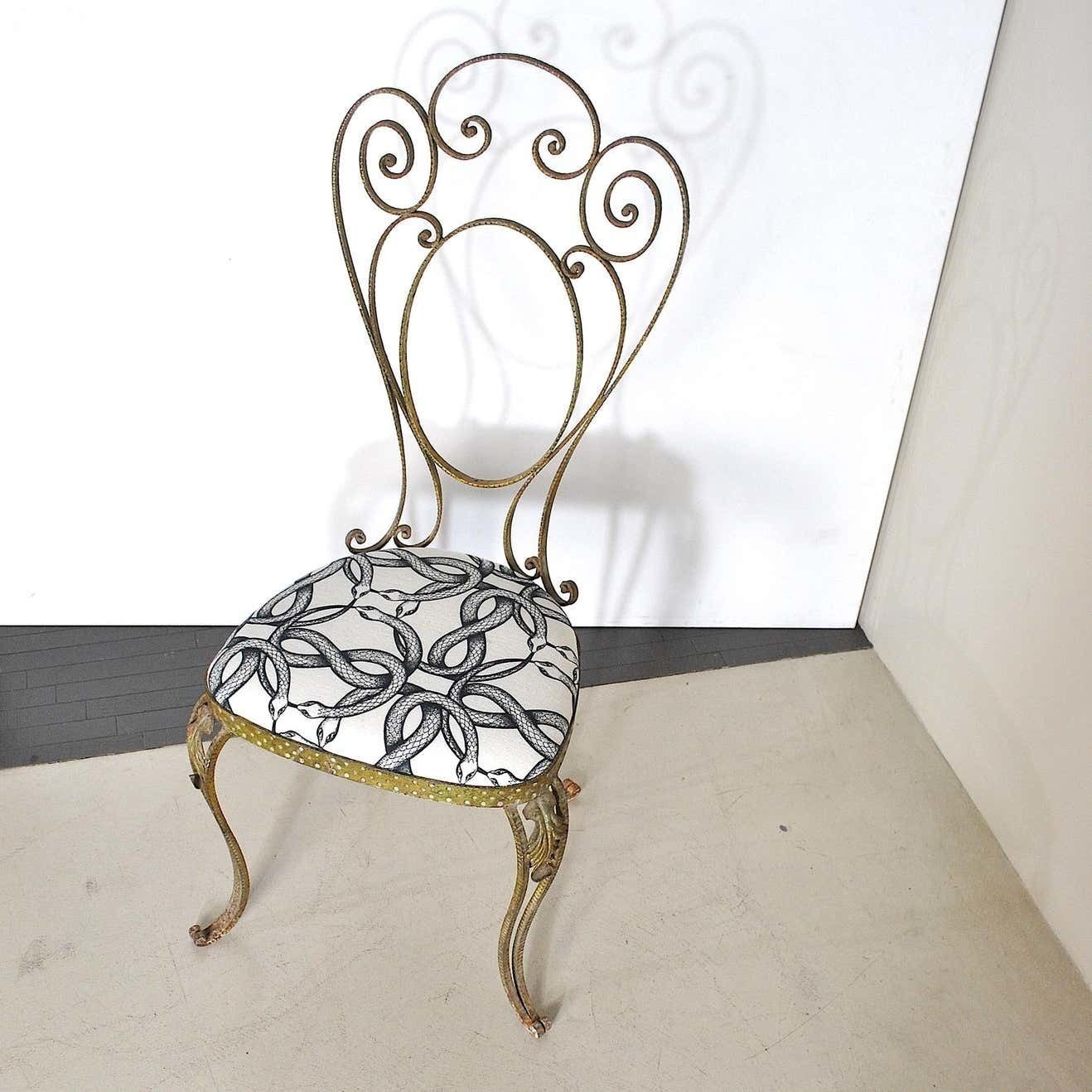 Pier Luigi Colli Italian Mid Century Hammered Brass Chair, 60s photo Furniture