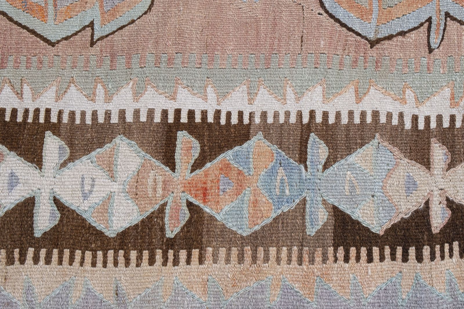 photo furniture Hand Woven Turkish Oushak Kilim Flat Weave Wool Rug 5'1" X 11'10"