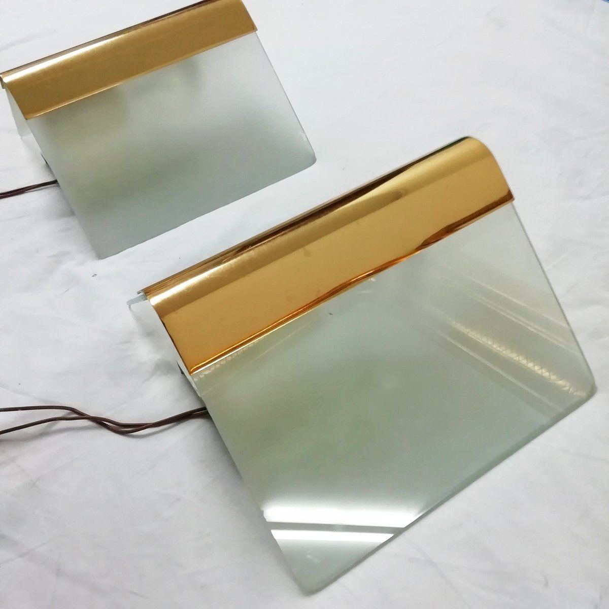 Metal And Glass Metalarte Sconces, 1970s. Set Of 2 photo Lighting