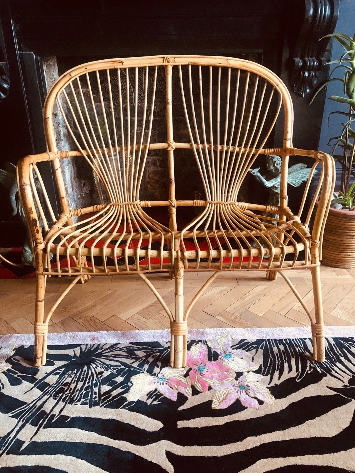Mid Century Bamboo Love Seat