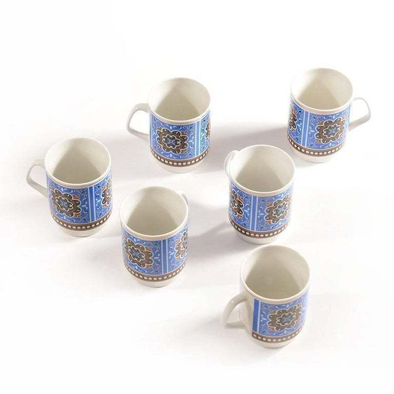 Set Of Six Original Midcentury Porcelaine Mugs, Circa 1960