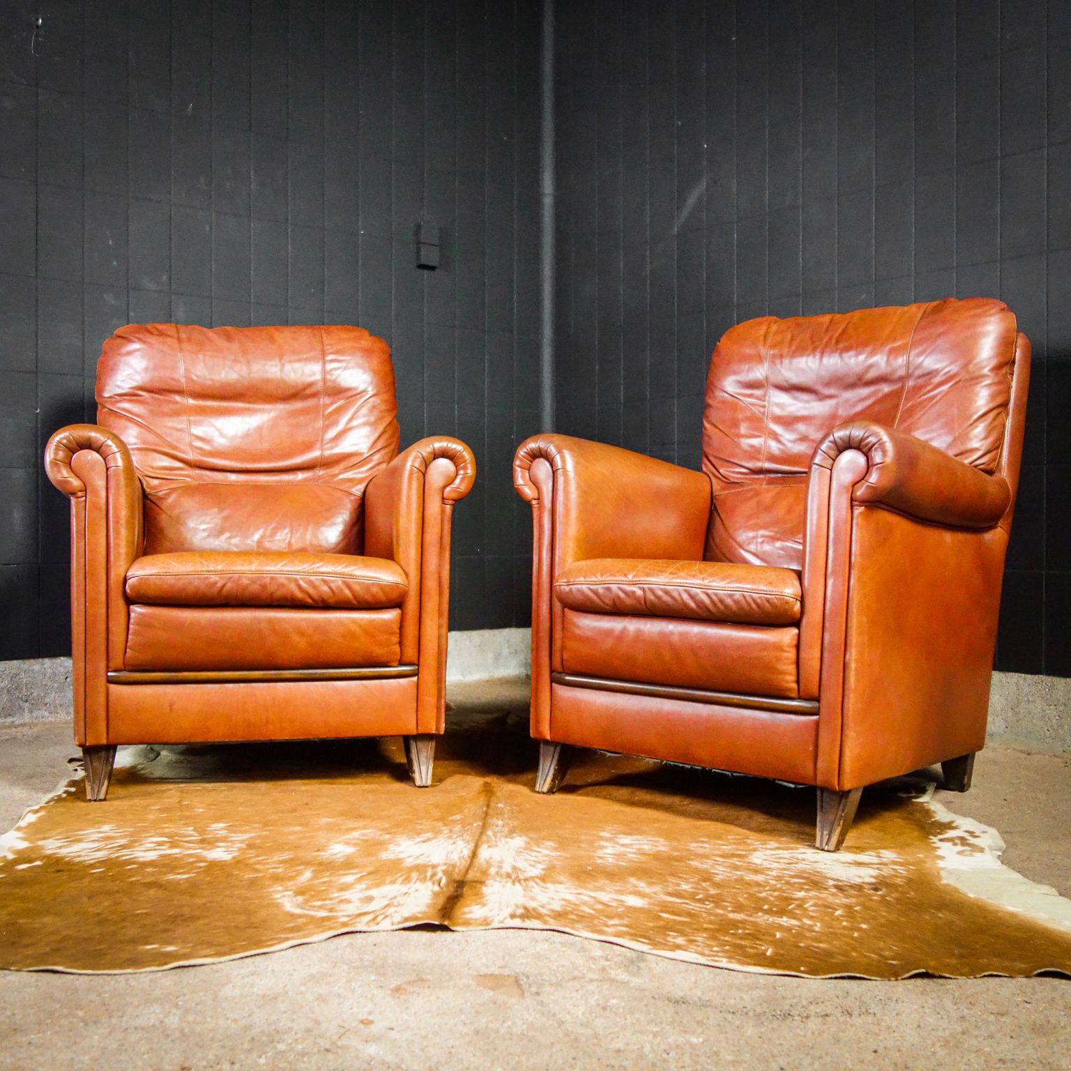 Leren Fauteuils Cognacbruin