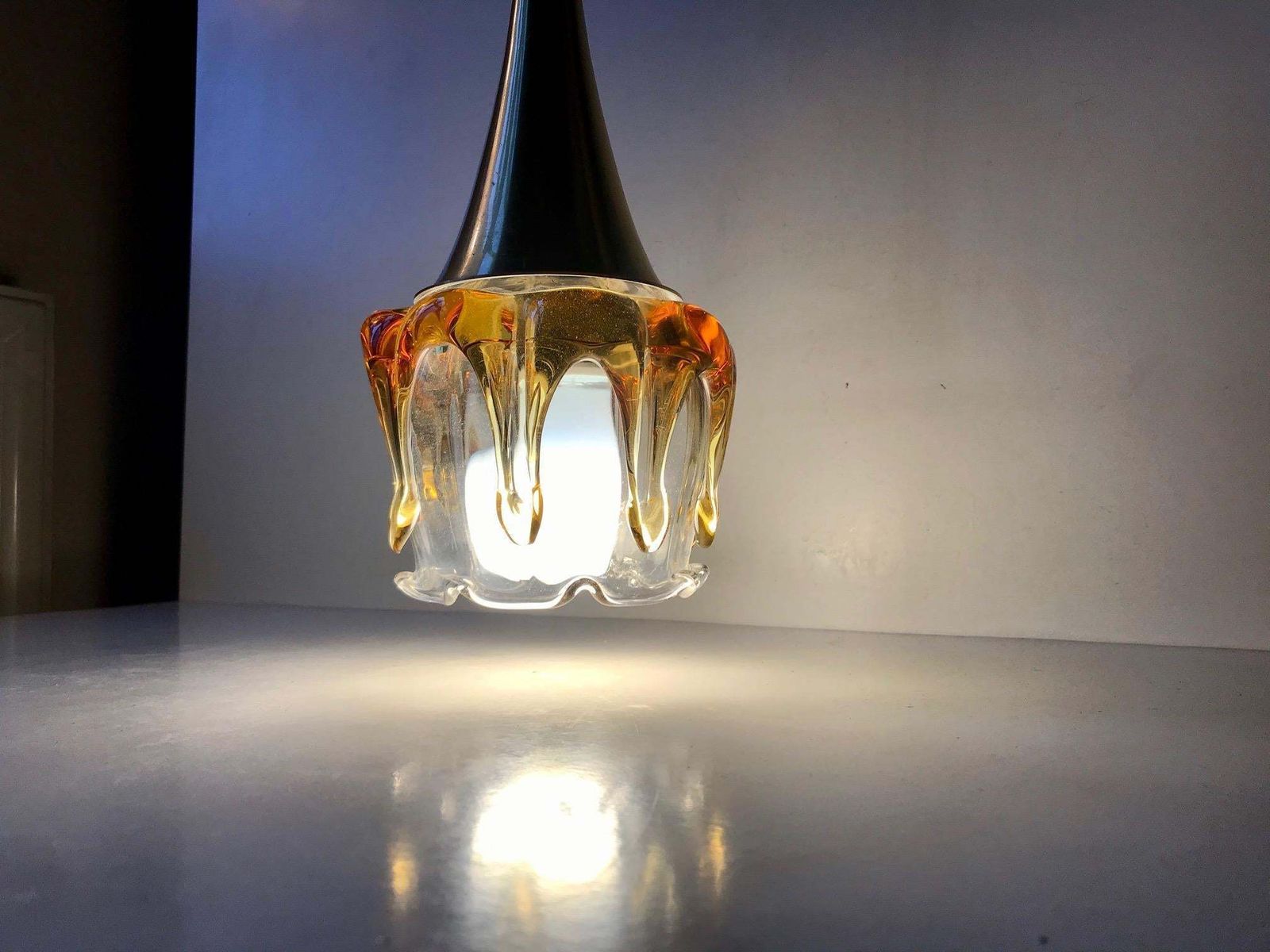 Doria Pendant Lamp In Honeydrip Glass, 1970s photo for sale