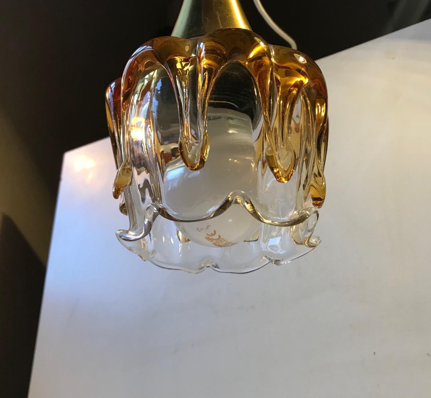 Doria Pendant Lamp In Honeydrip Glass, 1970s photo buy