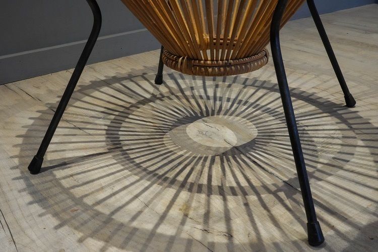 Franco Albini Vintage Rattan Table And Chair photo for sale