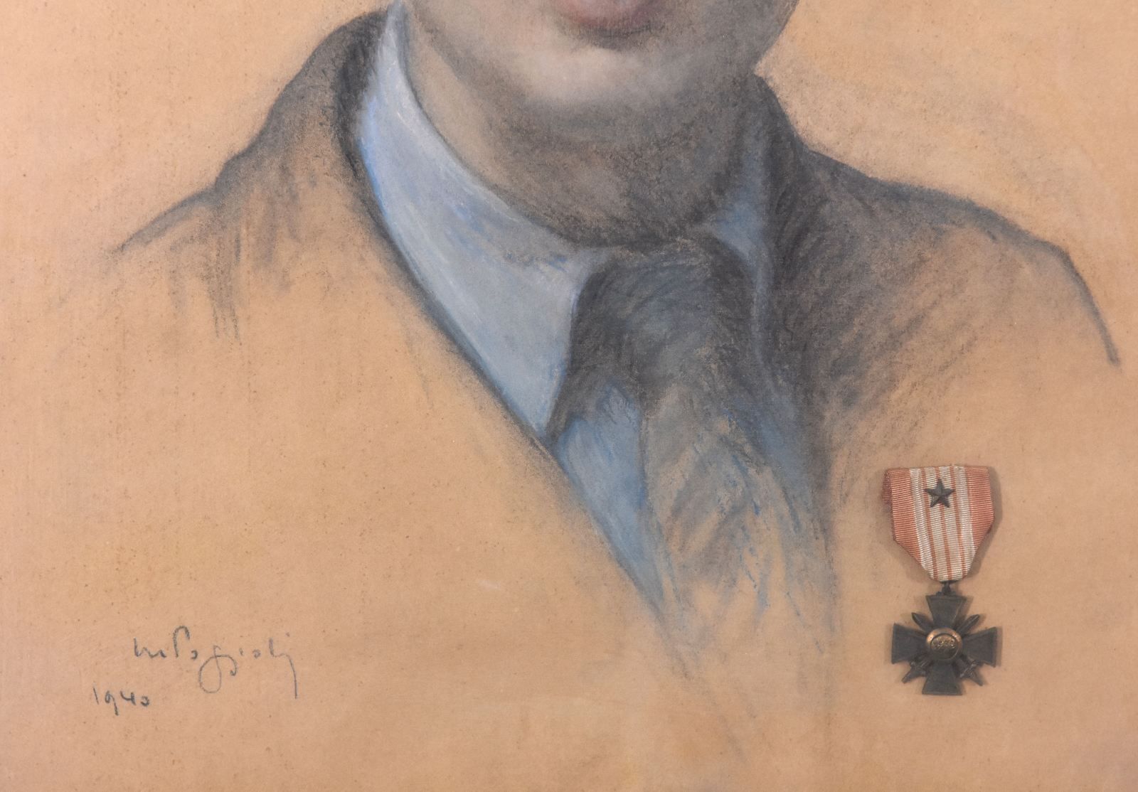 Marcel Poggioli's Self Portrait Pastel Drawing In The Early 20th Century photo furniture