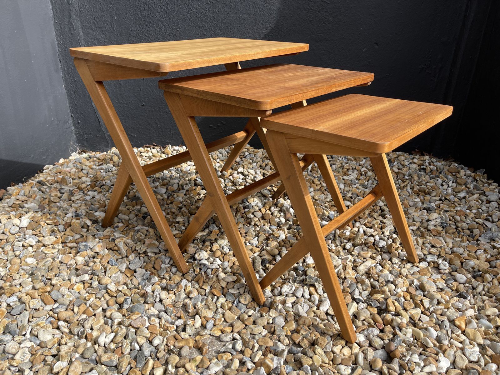 Mid Century Swedish Bengt Ruda Scissor Leg Z Leg Tables