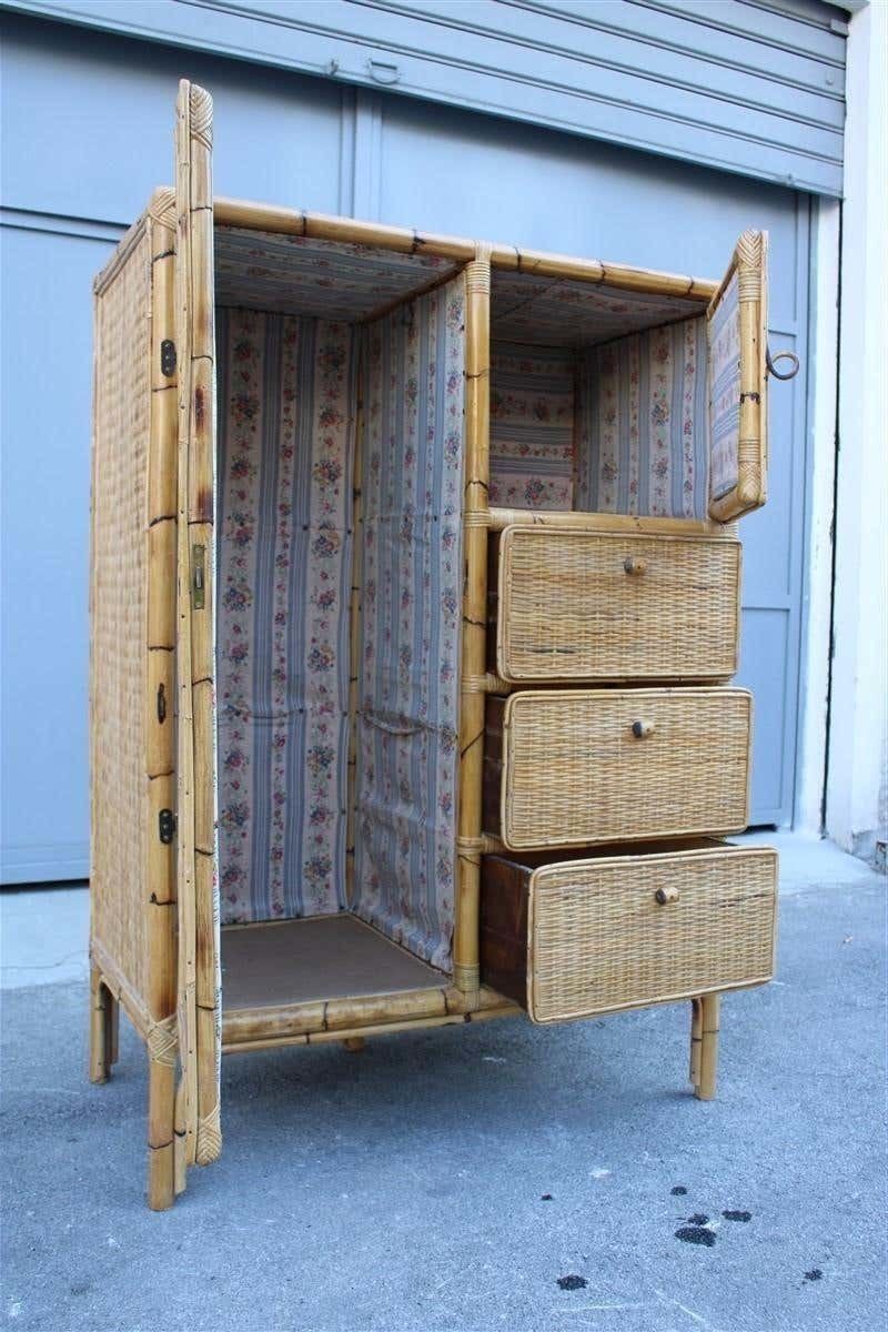 Naturalist Cabinet Wardrobe Bamboo Mid Century Italian Design Drawers And Doors photo for sale