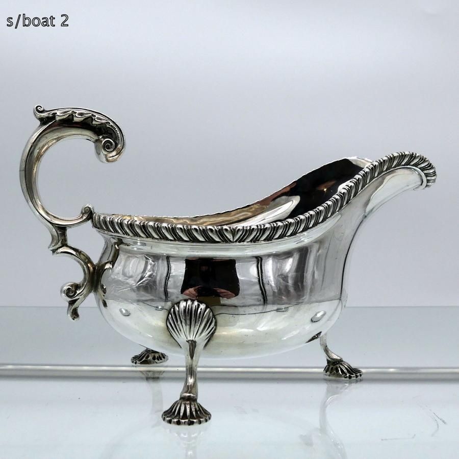 Antique George V Sterling Silver Pair Sauceboats London 1914 Lionel Alfred Crichton photo vintage