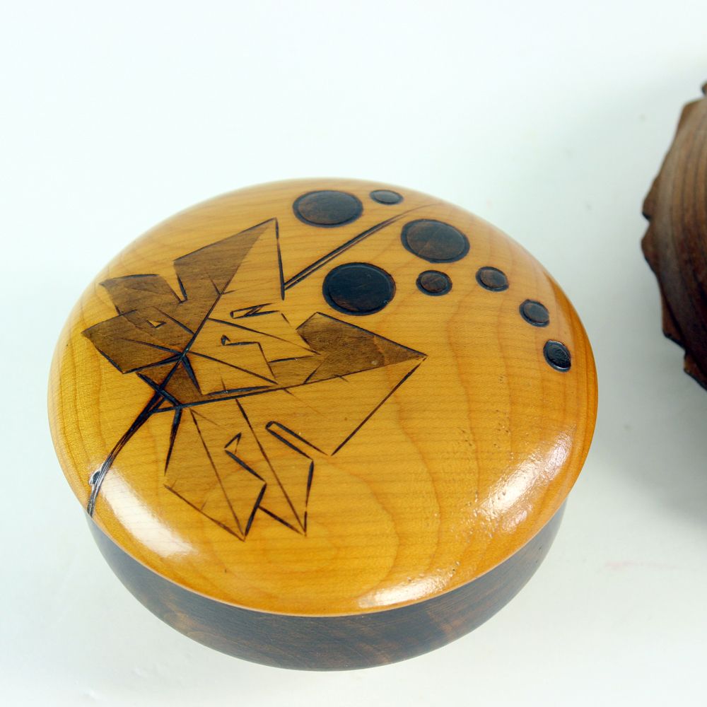 photo furniture Set Of Two Vintage Handcrafted Bowls In Wood, Czechoslovakia 1960s