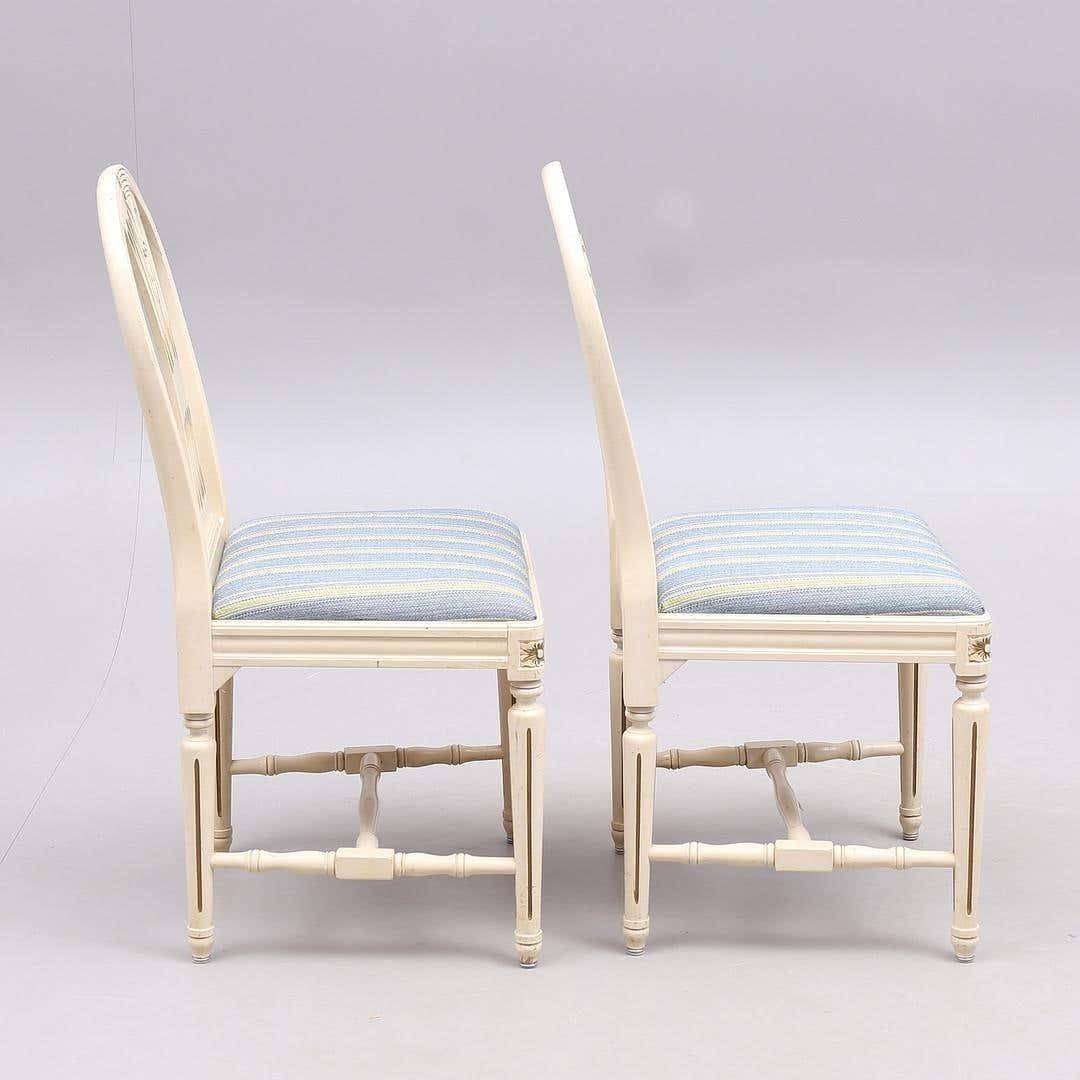 Swedish Gustavian Axet Dining Chairs Grey Green Set Of 4, 20th Century photo for sale
