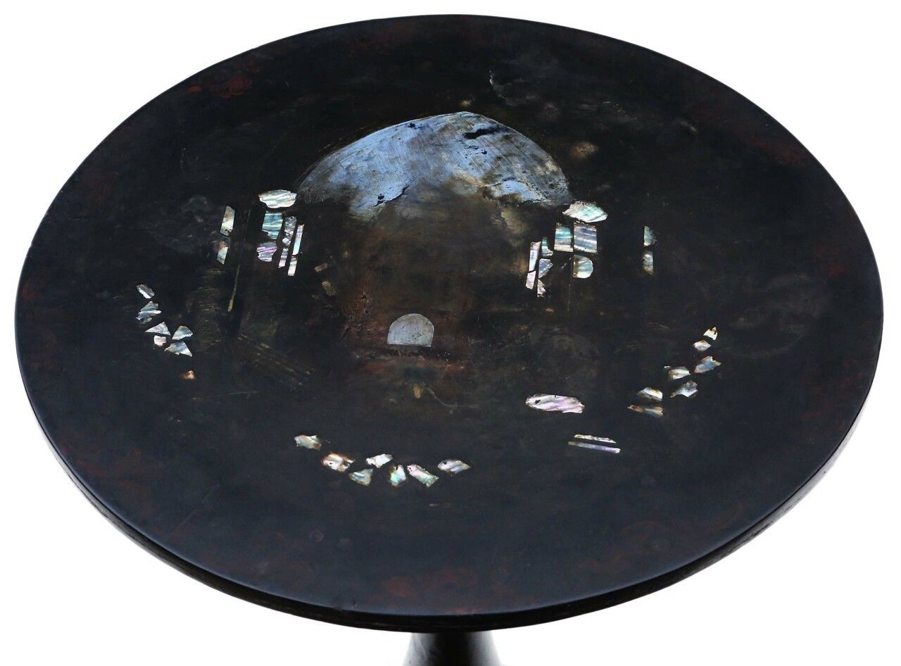 Victorian C1880 Hand Decorated Papier Mache Tea Supper Wine Table Tilt Top photo Furniture