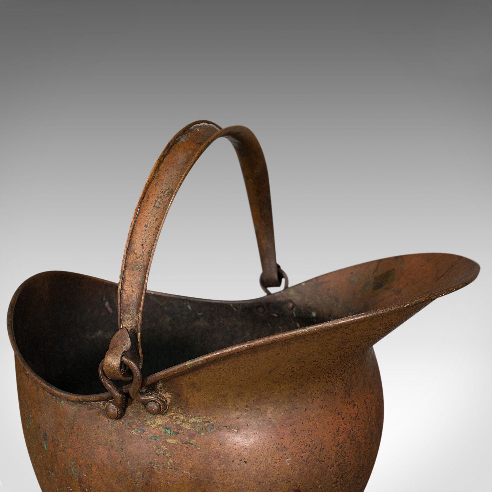 Antique Helmet Scuttle, English, Copper, Coal Basket, 1880 photo 295.0