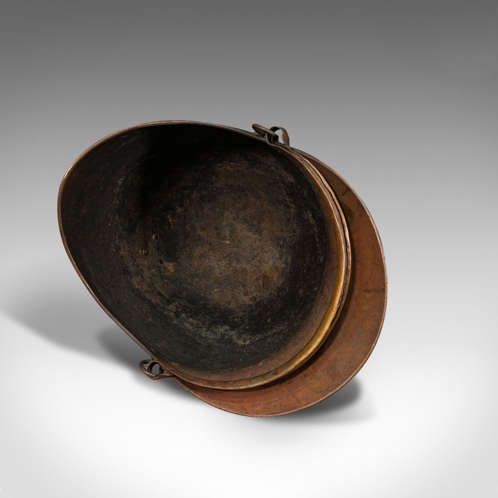 Home Fixtures Antique Helmet Scuttle, English, Copper, Coal Basket, 1880 photo