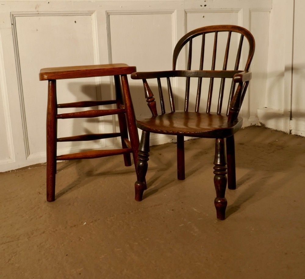 Early 19th Century Beech And Elm Childs Country Carver Chair photo buy