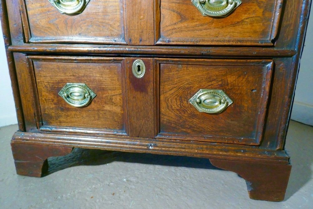 18th Century Small Elm Country Chest Of Drawers photo vintage