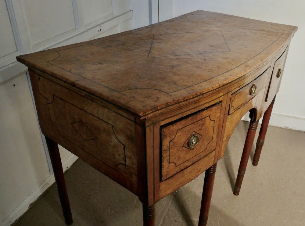 18th Century Georgian Bow Front Inlaid Burr Elm Dresser photo vinterior