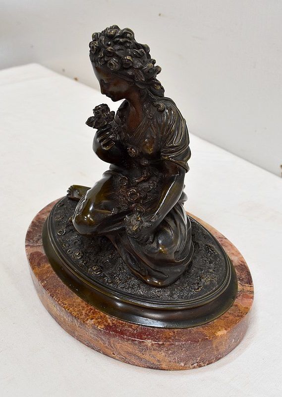 Bronze With Brown Patina Of A "Flower Girl"   Early 20th Century photo for sale