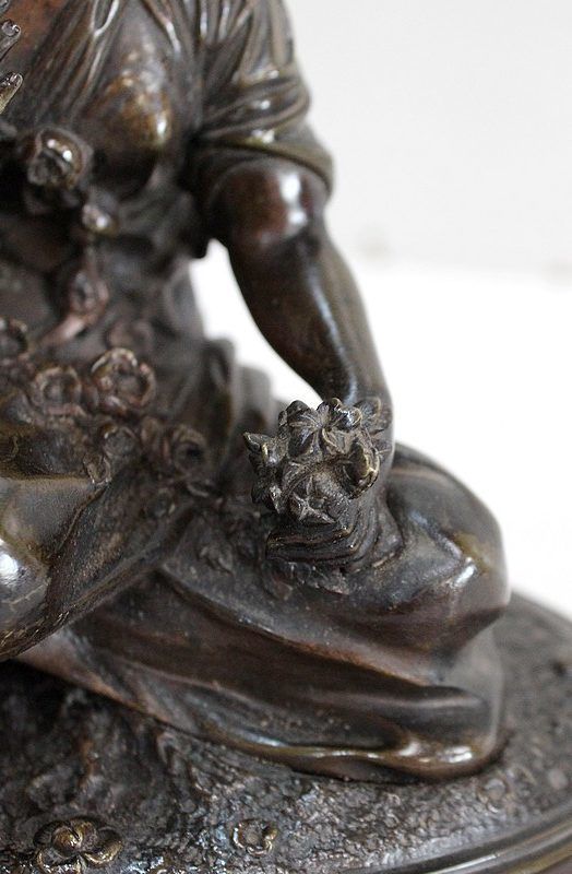 Bronze With Brown Patina Of A "Flower Girl"   Early 20th Century photo vintage