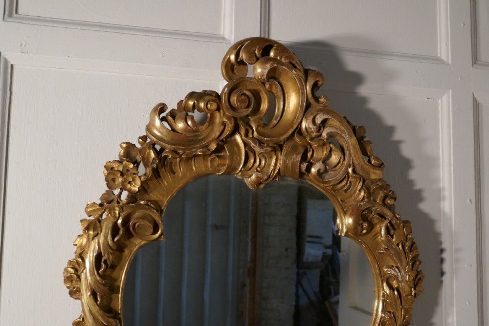 Large 19th Century French Rococo Gilt Console Mirror And Wall Brackets Set photo vintage