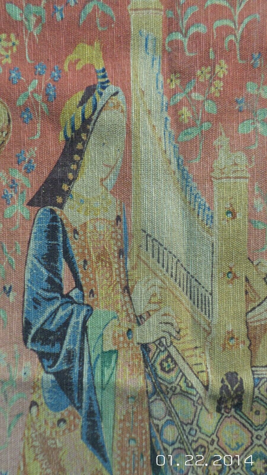 A Superb Vintage Editions D'art Du Rambouillet  Hand Painted On Fabrictapestry Of Maidens With A Harpsichord photo vintage