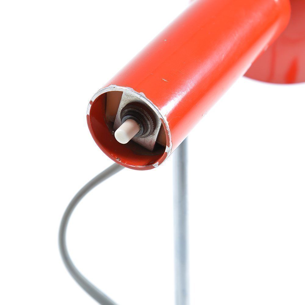 photo for sale Pair Of Red Metal & Chrome Table Lamps By Josef Hurka For Napako Circa 1960