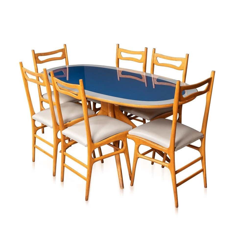 20th Century Italian Beech Table & Set Of Six Chairs C1950
