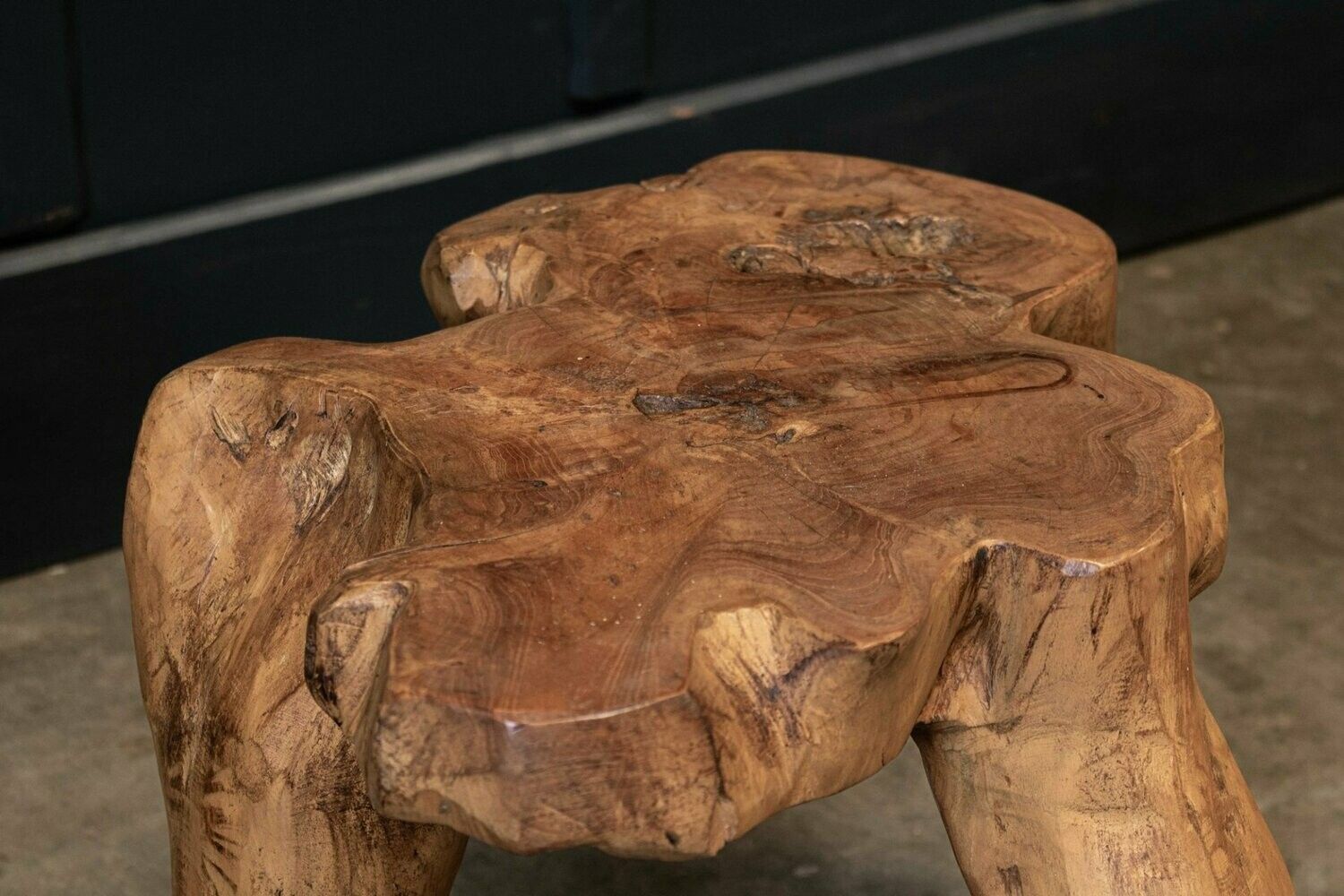 Pair Primitive Teak Root Side End Tables photo vintage
