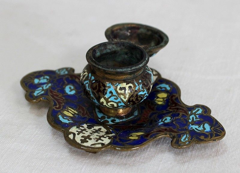 Small Inkwell In Bronze And Cloisonné Enamels   Nineteenth photo Home Decor