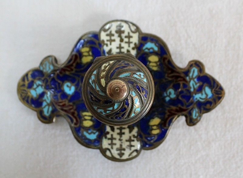 Small Inkwell In Bronze And Cloisonné Enamels   Nineteenth photo buy