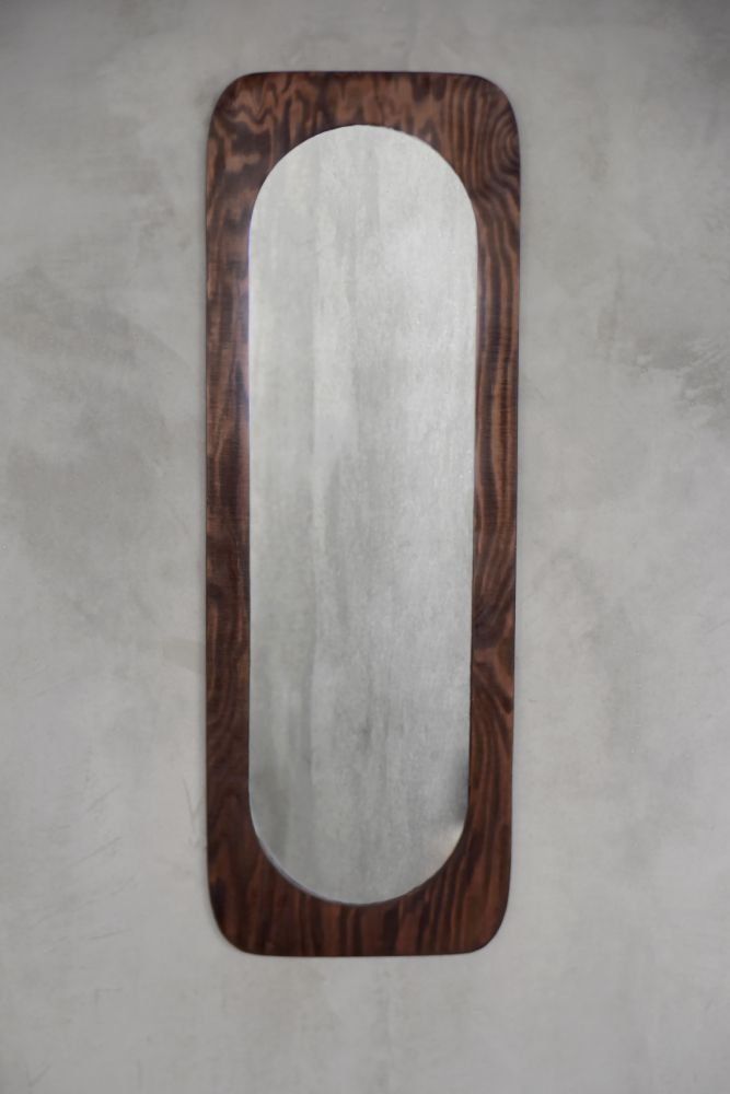 Large Scandinavian Wooden Wall Mirror, 1950s