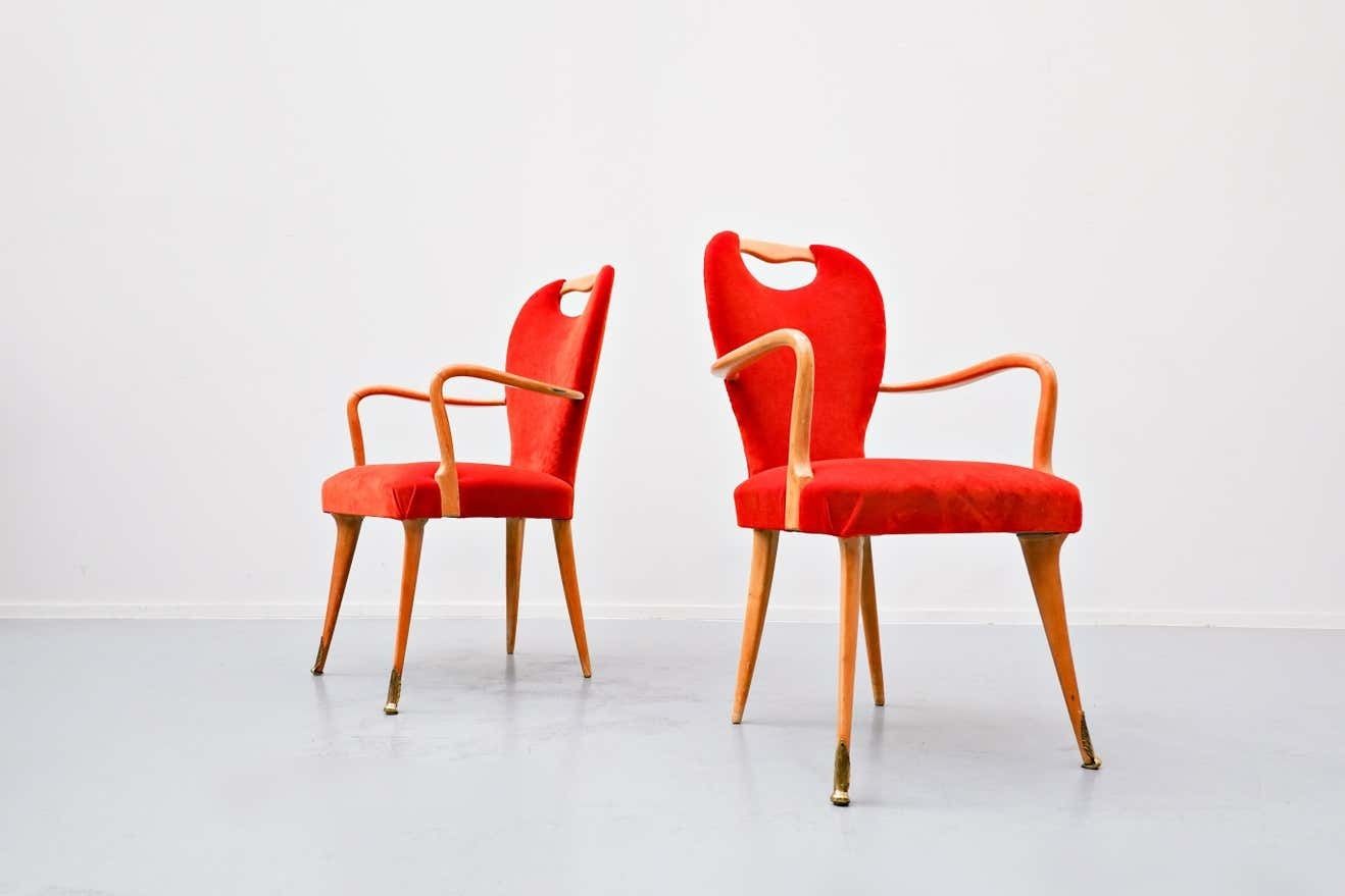 Set Of 8 Chairs And 2 Armchairs, Italy, 1950s   New Upholstery photo 7184.0