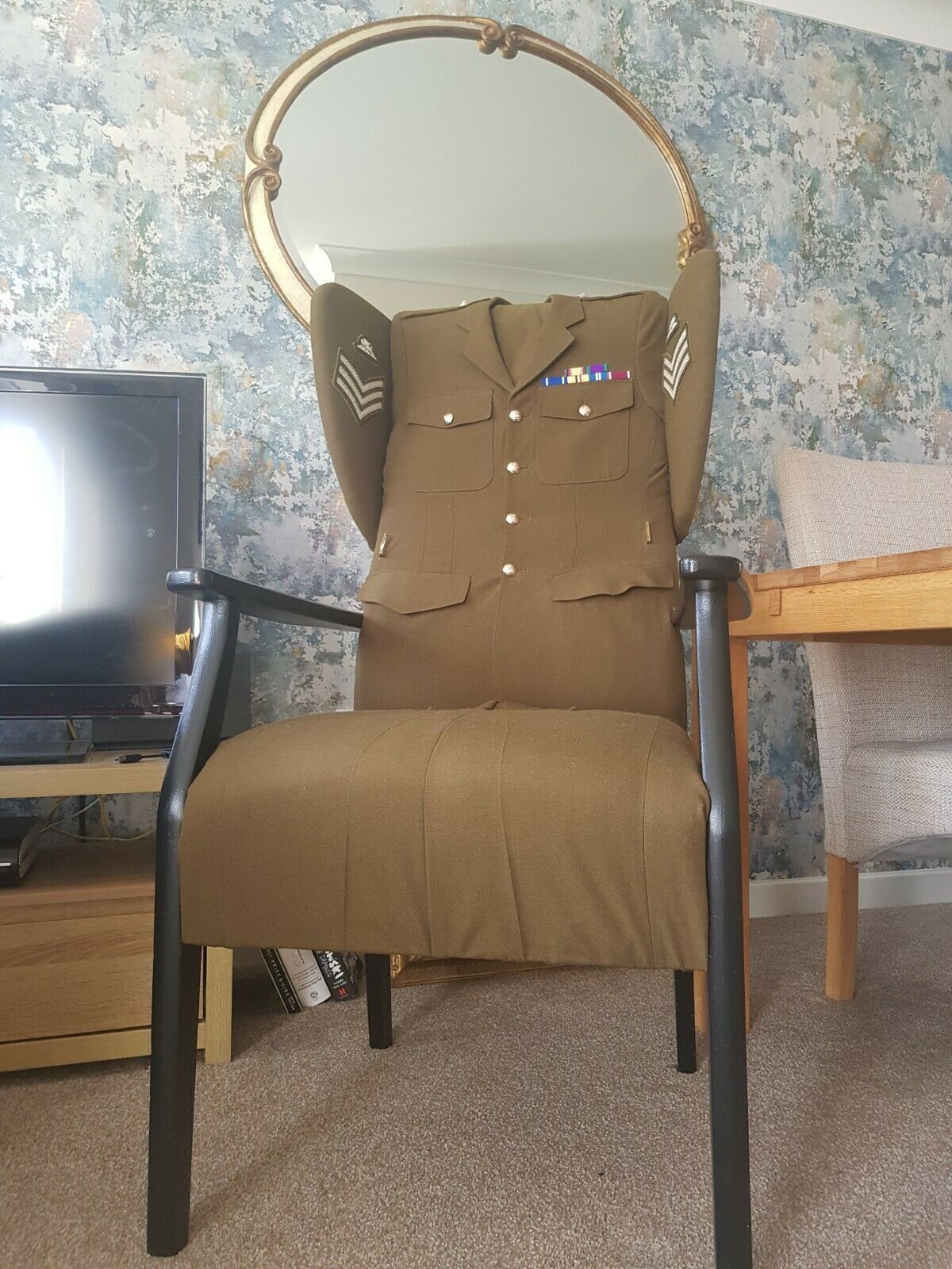 A Vintage Army Regimental Parker Knoll Upholstered Armchair Royal Artillery photo furniture