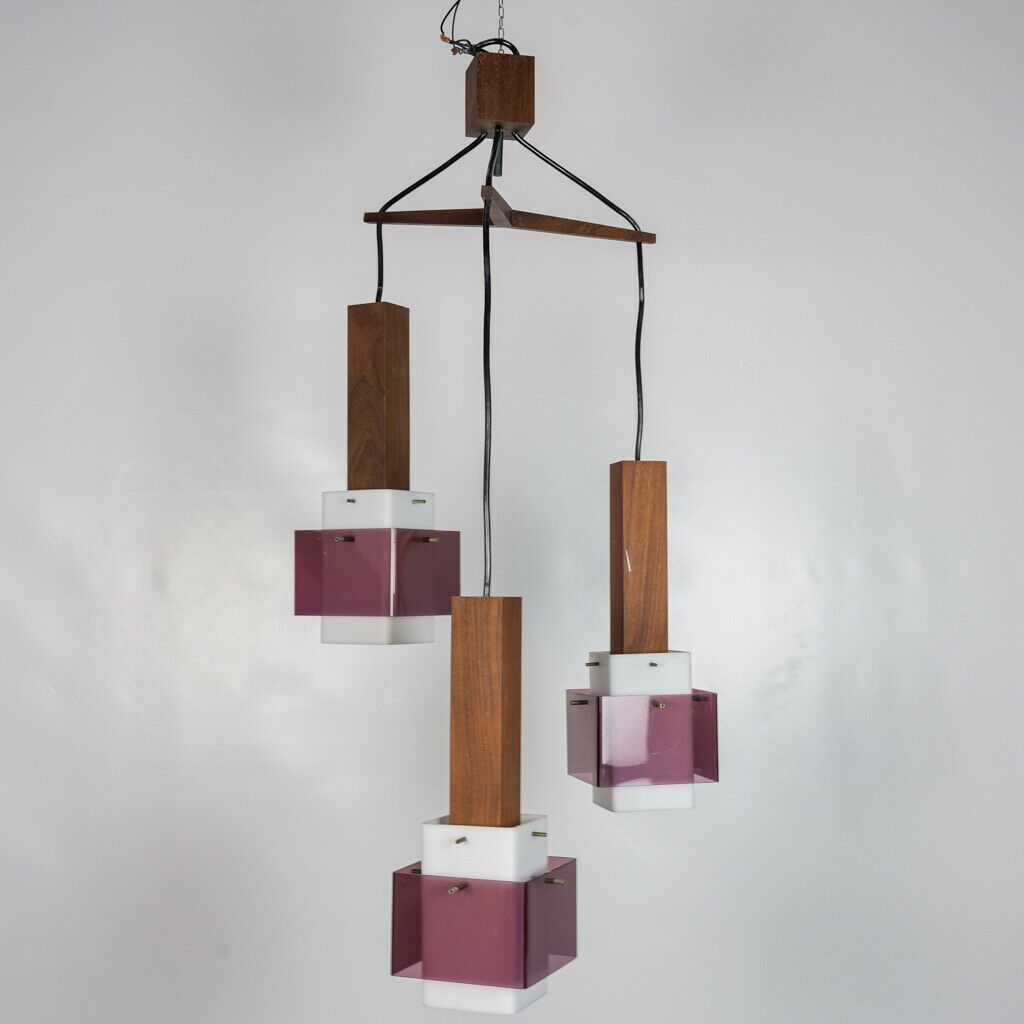 Harvey Guzzini Chandelier 3 Lights Modern 60s Vintage Design