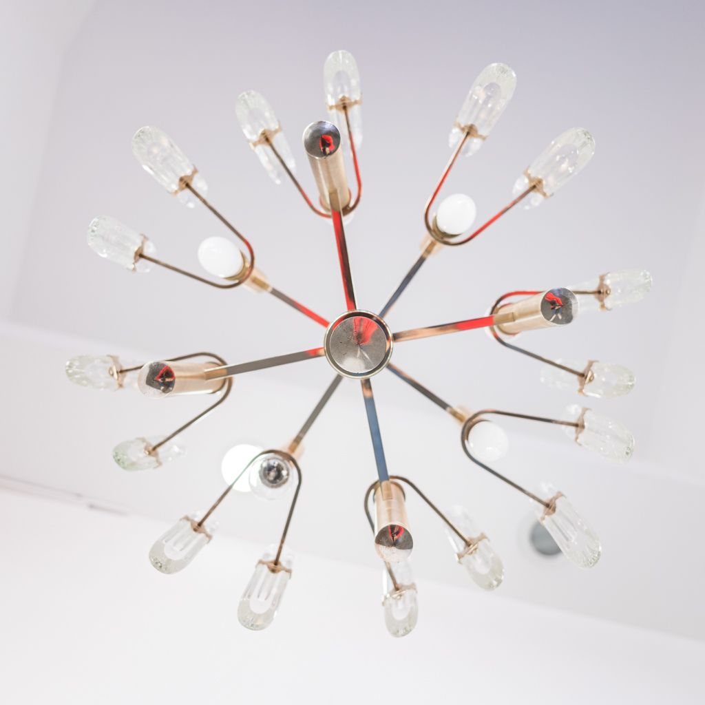 Six Light Golden Metal Chandelier Sciolari 70s Design photo vinterior