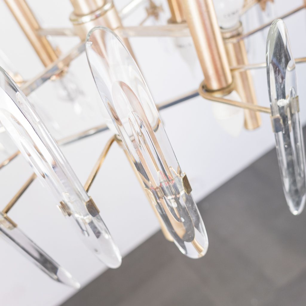 1110.54 Six Light Golden Metal Chandelier Sciolari 70s Design photo