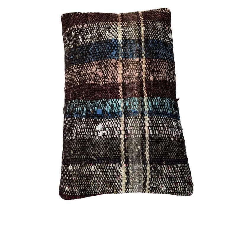 Vintage Turkish Kilim Cushion Cover, 30 X 50 Cm photo Textiles