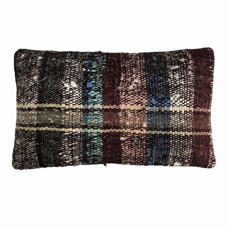 Vintage Turkish Kilim Cushion Cover, 30 X 50 Cm photo vintage