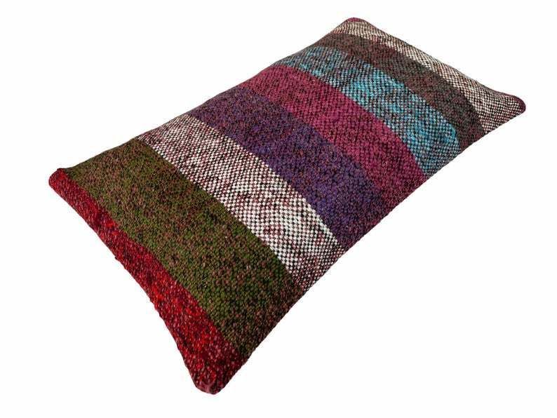 Vintage Turkish Kilim Cushion Cover, 30 X 50 Cm photo Textiles