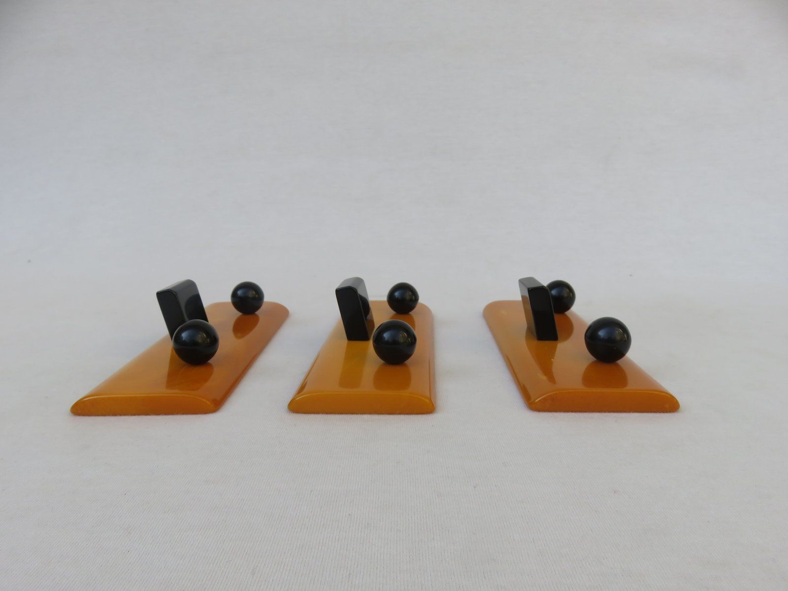 photo for sale Art Deco English Picture Frames, Catalin Amber, Black, Set Of 3