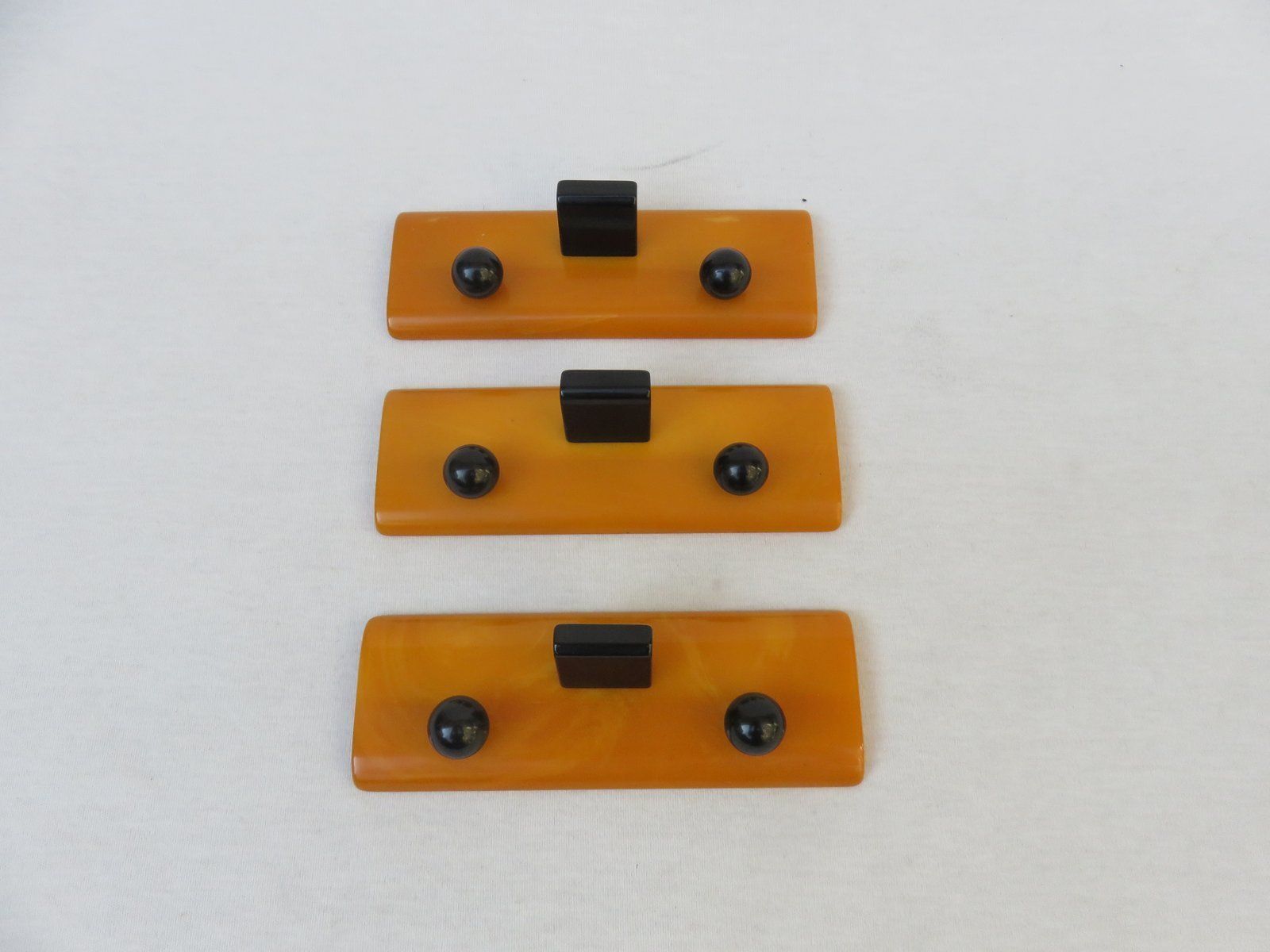 2373.2 Art Deco English Picture Frames, Catalin Amber, Black, Set Of 3 photo