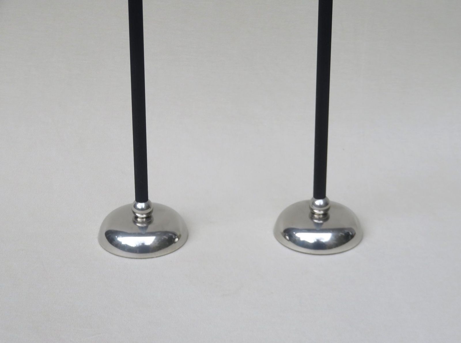 Vintage Art Deco Nickel Plated And Black Felt Hat Stands From Gebr. Seifert Lüdenscheid, Set Of 2 photo buy