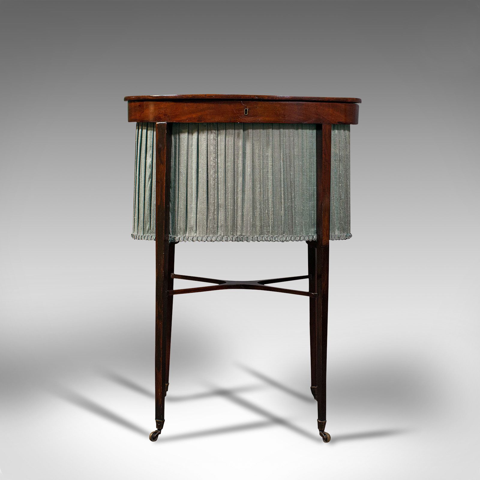 Furniture Antique Sewing Table, English, Mahogany, Silk Cotton, Work, Regency, Circa 1820 photo