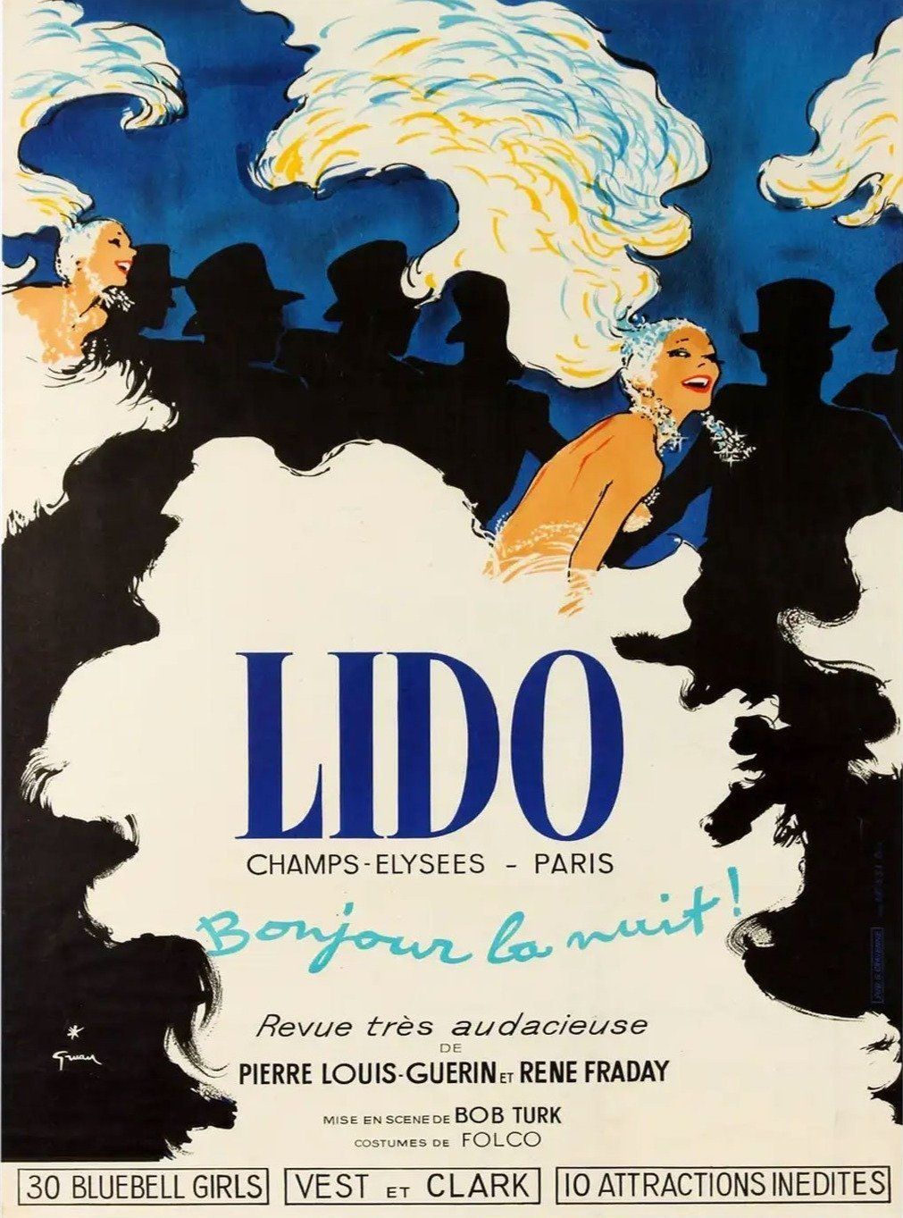 Lido Bonjour La Nuit Original Vintage Poster