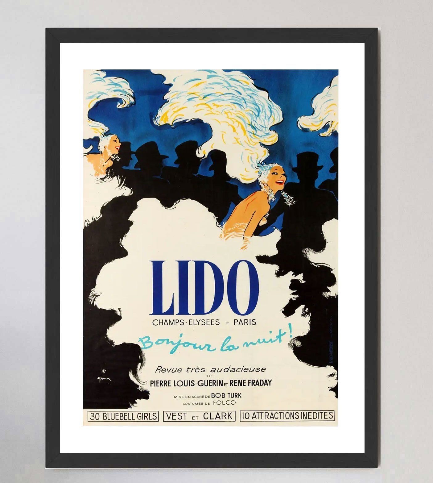 Lido Bonjour La Nuit Original Vintage Poster photo furniture