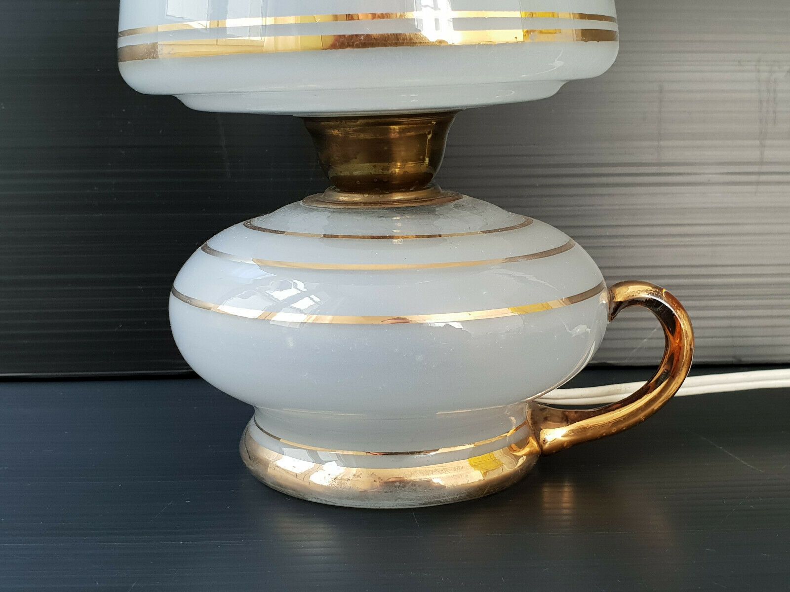 Vintage 1970 Lamp In Glass With Flower Decoration 70s 70s 1970s photo 77.0