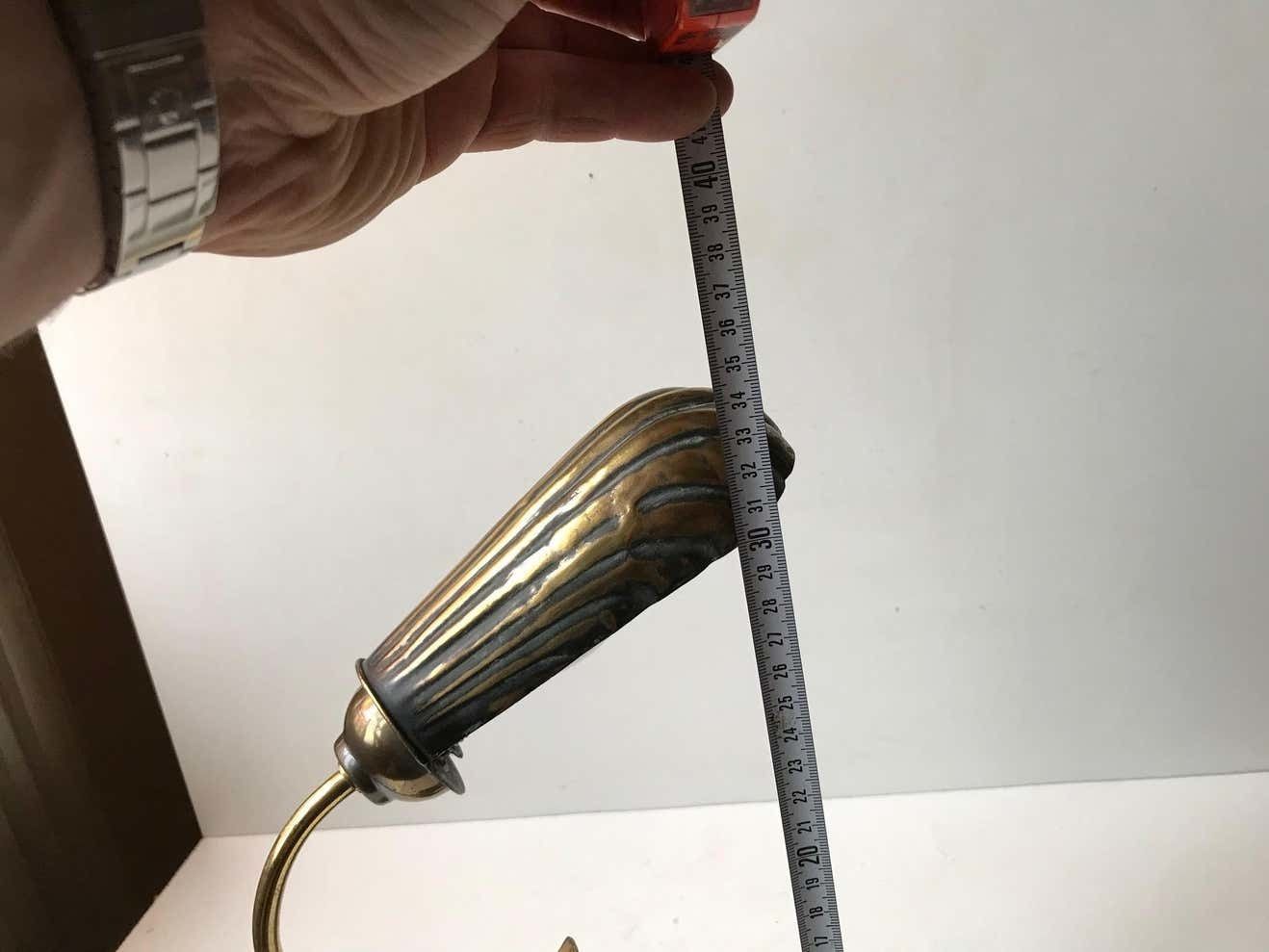 French Art Deco Clam Shell Table Light In Brass And Oak, 1930s photo 856.0