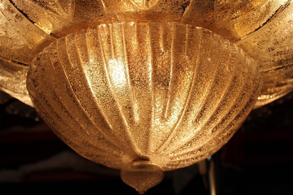 Big Pair Round Murano Ceiling Lamp Italian Design Flowers Dew Glass Gold photo vinterior