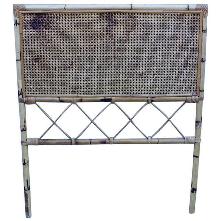 Mid Century Italian Design Bamboo Bed For Single Mattress, 1950s